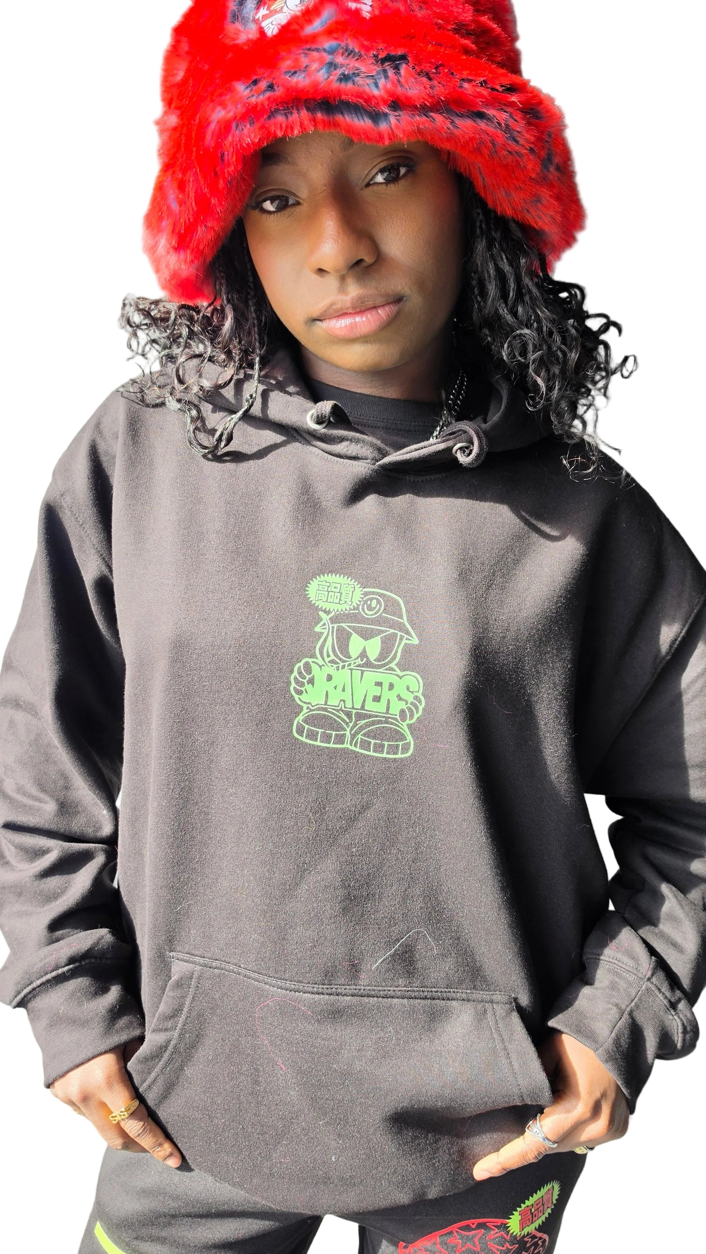 SunChome Zine Hoodie Front Print Psychedelic Rave Clothing Qravers London