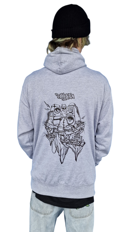 Bass Alien Front & Back Hoody Grey