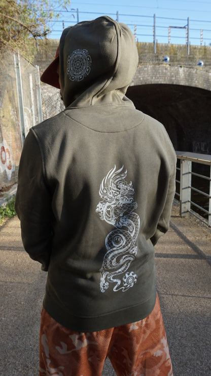 Bass Dragon 3 Print Zip Hoody Grün