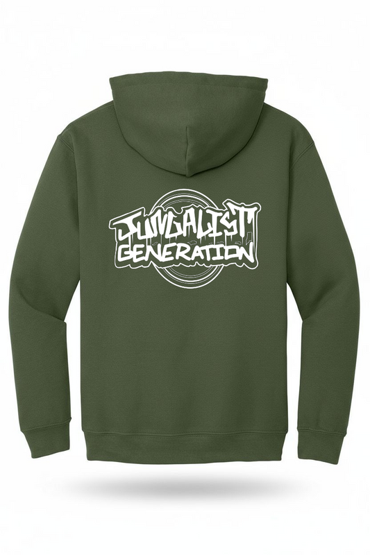 Junglist Generation Graff Front & Back Print Hoodie Green