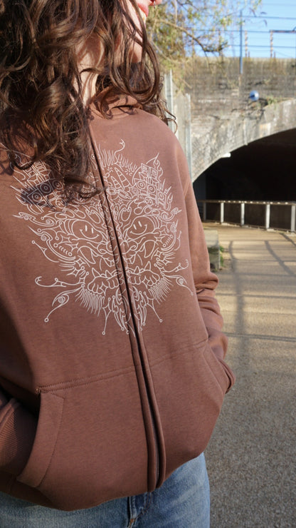 Bass Dragon 3 Print Zip Hoody Braun