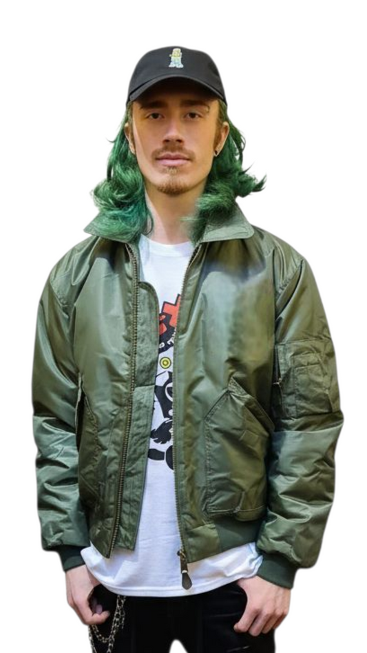 90s Style Embroidered Planet Rave MA-2 Bomber Jacket Green