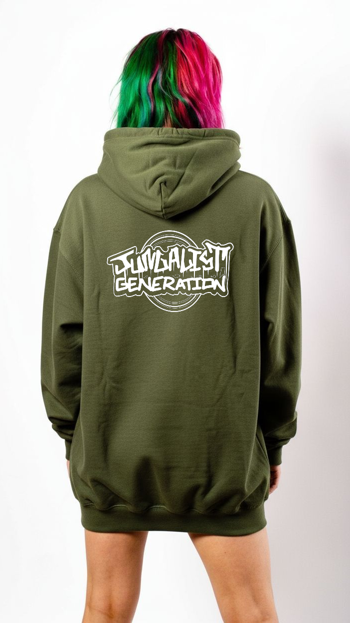 Junglist Generation Graff Front & Back Print Hoodie Green