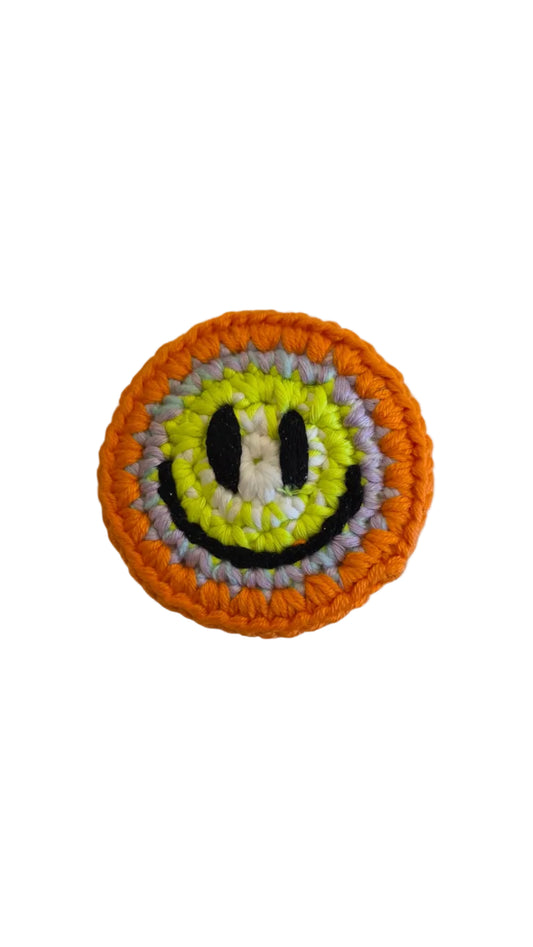 Hand-Crochet Acid Face Badge - Sunset Acid (1/1)