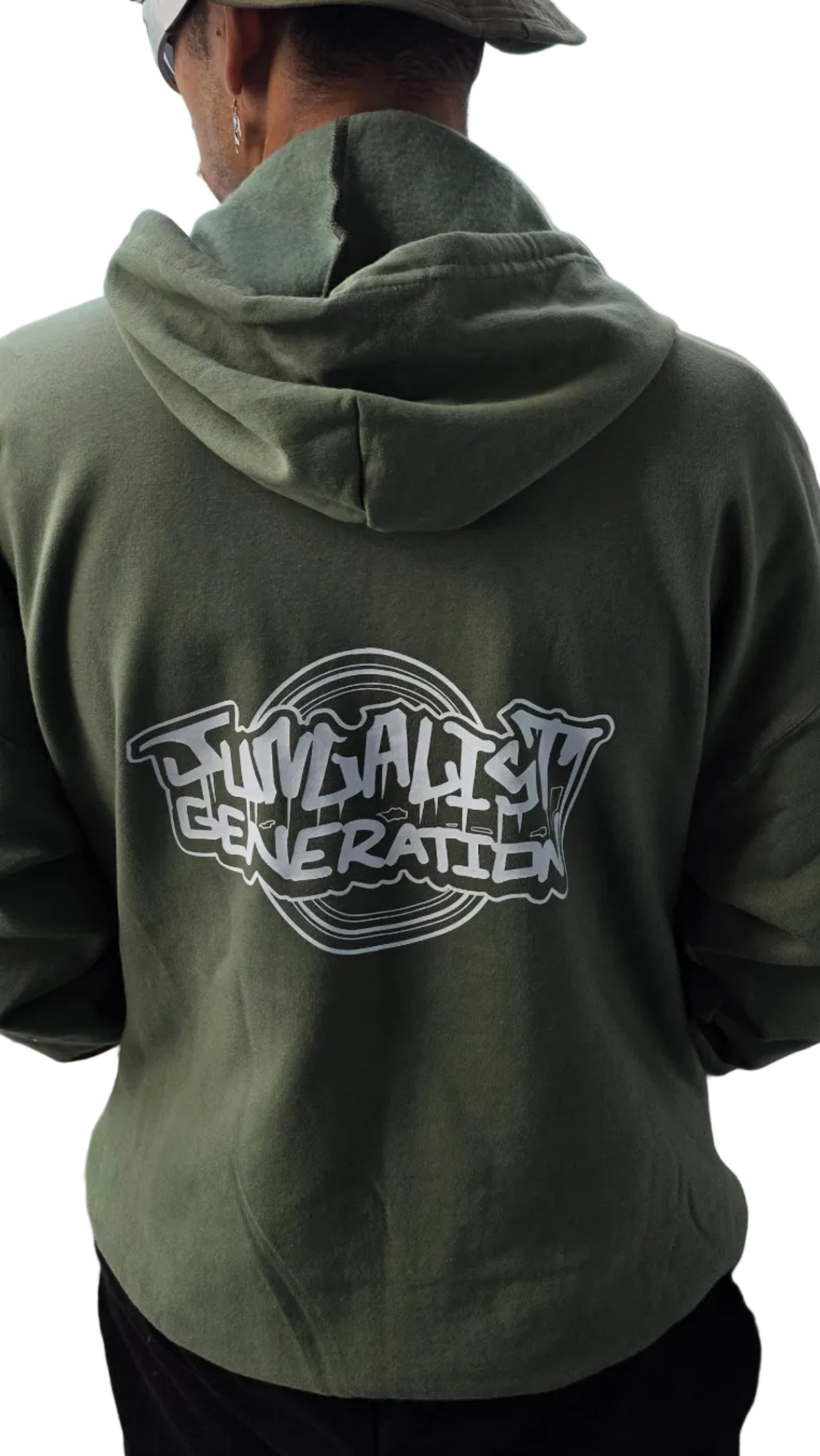 Junglist Generation Graff Front & Back Print Zip Hoody Green