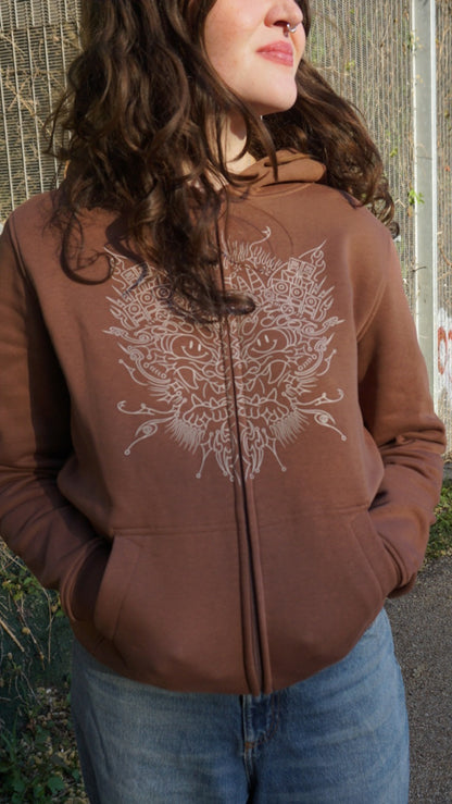 Bass Dragon 3 Print Zip Hoody Braun