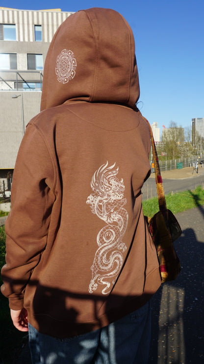 Bass Dragon 3 Print Zip Hoody Braun
