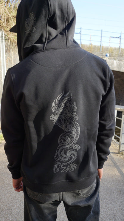 Bass Dragon 3 Print Zip Hoody Schwarz