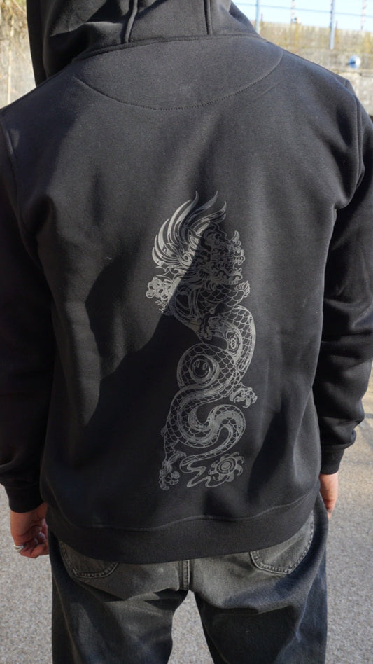 Bass Dragon 2 Print Hoody Black