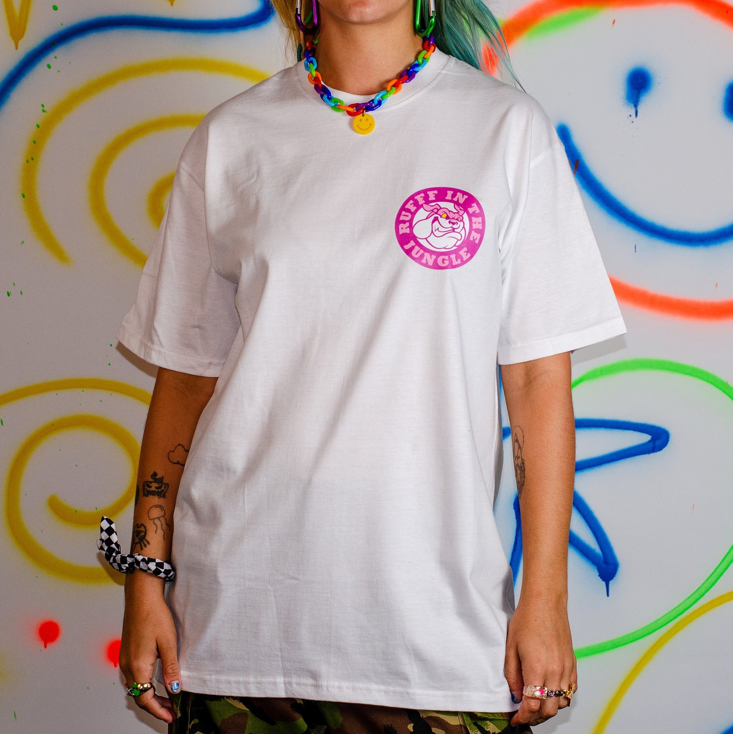 Rufff In The Jungle Front & Back Print Short Sleeve Tee White