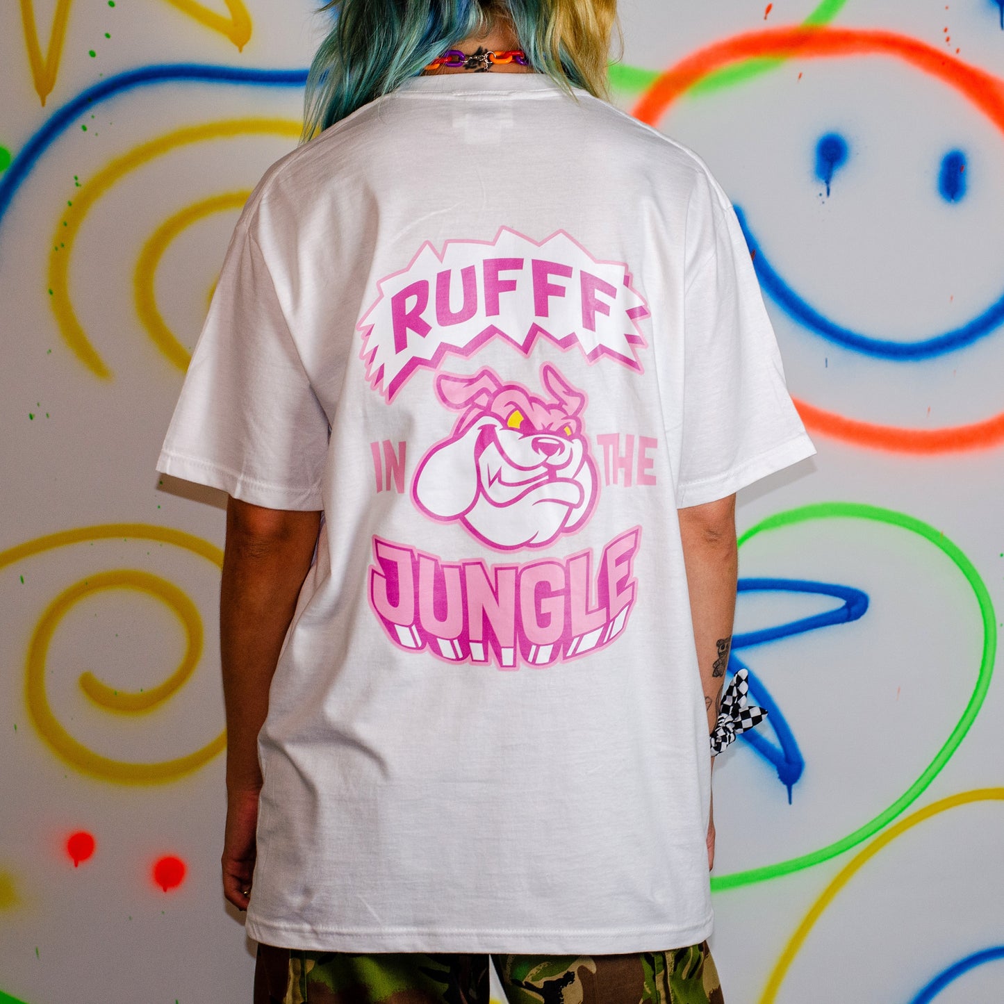 Rufff In The Jungle Front & Back Print Short Sleeve Tee White