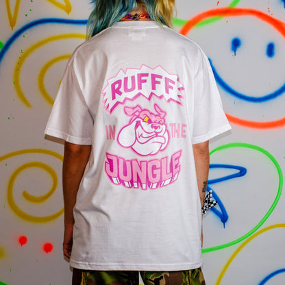 Rufff In The Jungle Front & Back Print Short Sleeve Tee White