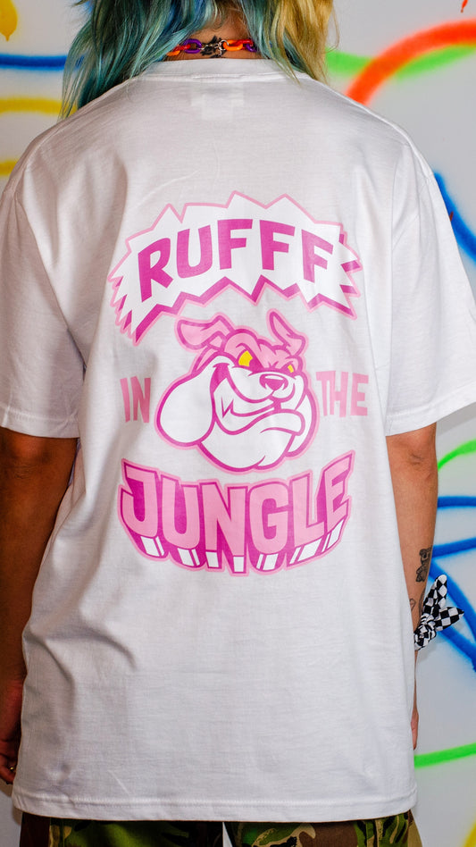 Rufff In The Jungle Front & Back Print Short Sleeve Tee White