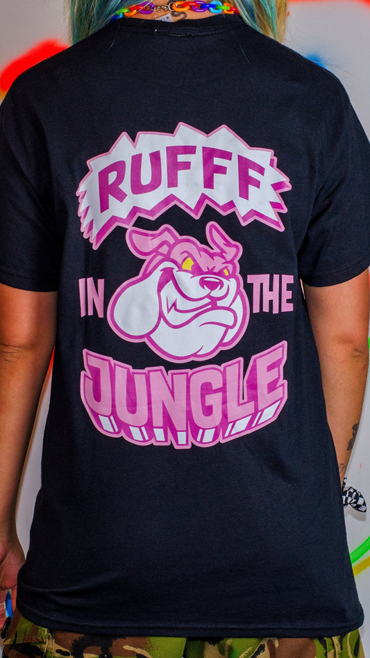 Rufff In The Jungle Front & Back Print Short Sleeve Tee Black
