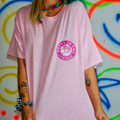 Rufff – „In The Jungle“-T-Shirt mit Print vorne und hinten, kurzärmelig, Rosa