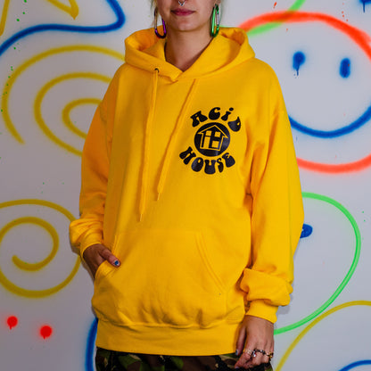 Goldener Kapuzenpullover „Acid House“ mit Vorder- und Rückseitendruck