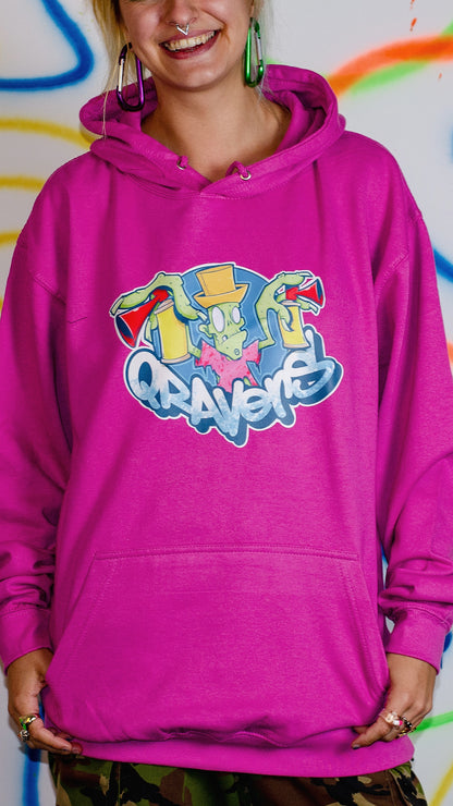 Cans Zombie Raver Kapuzenpullover mit Front- und Rückendruck, Lila