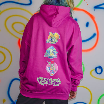 Cans Zombie Raver Kapuzenpullover mit Front- und Rückendruck, Lila