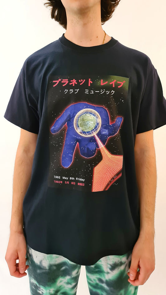 Planet Rave Japan 2 Kurzarm-T-Shirt Schwarz