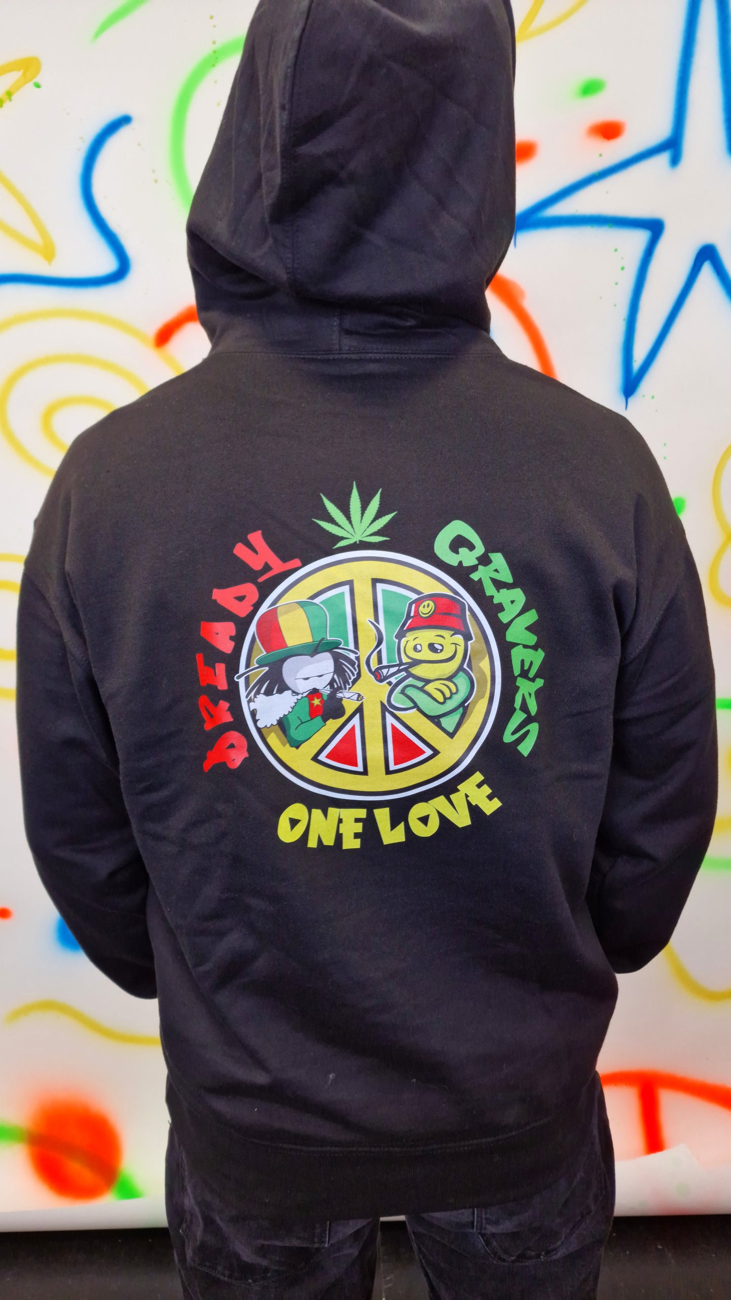 Dready One Love Front & Back Hoody Black