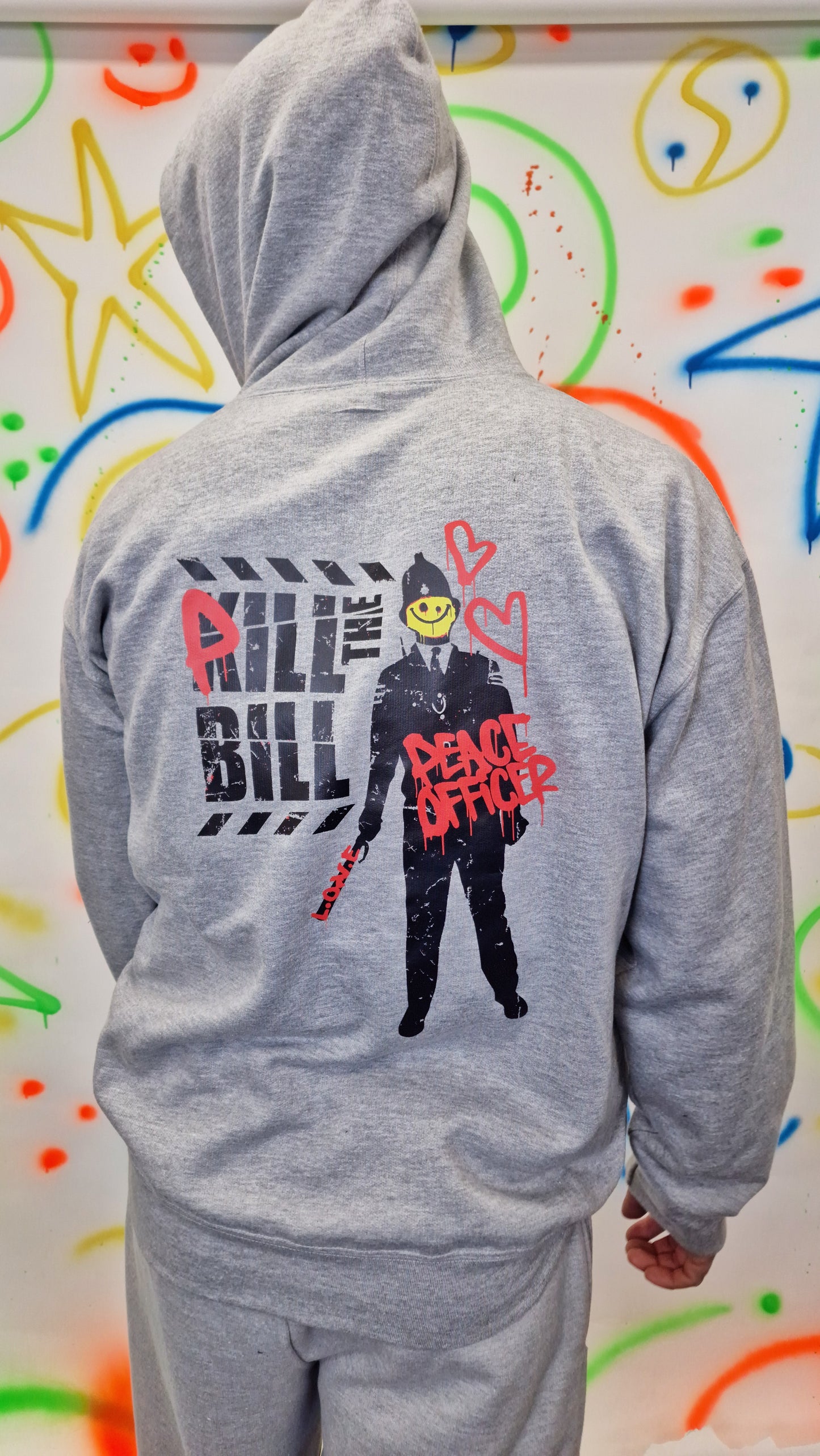 Pill The Bill Front & Back Print Hoody Grey