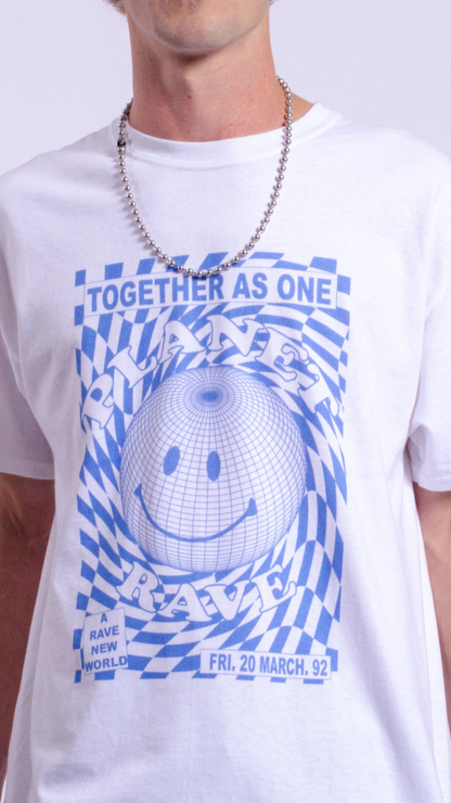 Planet Rave Blauw T-shirt met korte mouwen Wit