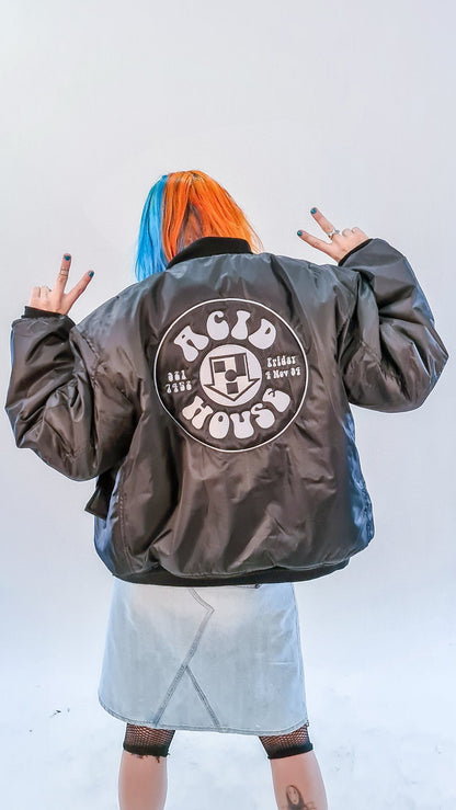 90s Acid House MA-1 Bomber Jacket Black