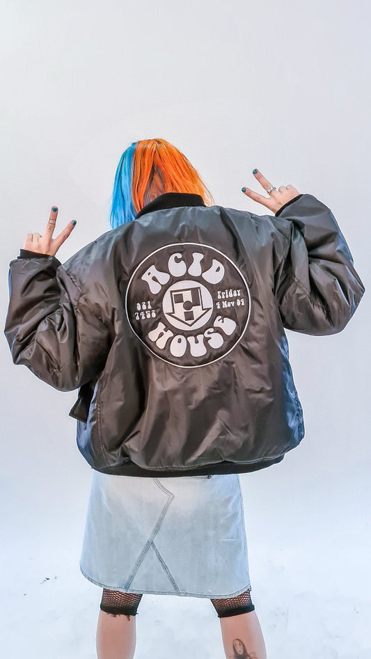 90s Acid House MA-1 Bomber Jacket Black
