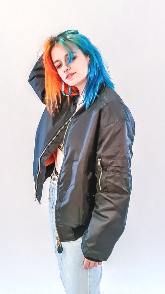 90s Acid House MA-1 Bomber Jacket Black
