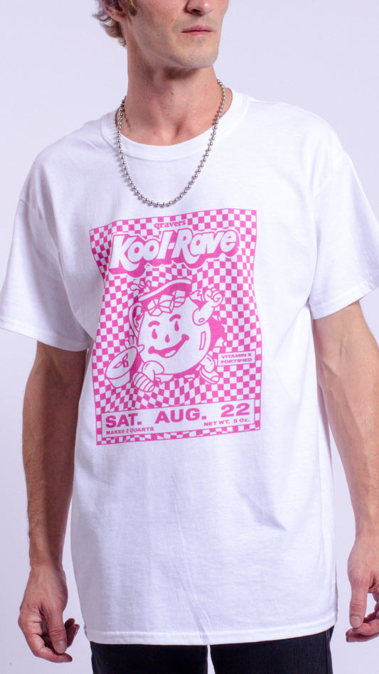 Kool-Rave Pink Kurzarm-T-Shirt Weiß
