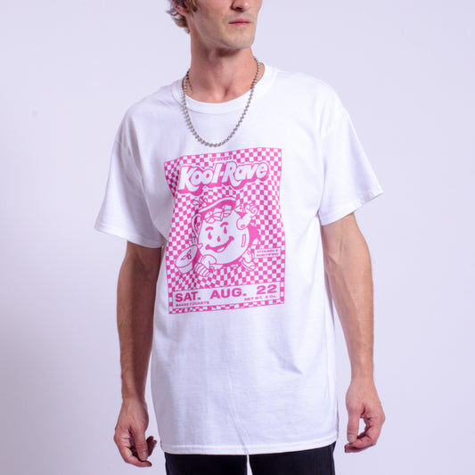 Kool-Rave Pink Kurzarm-T-Shirt Weiß