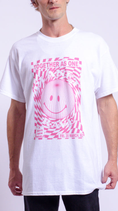 Planet Rave Rood T-shirt met korte mouwen Wit