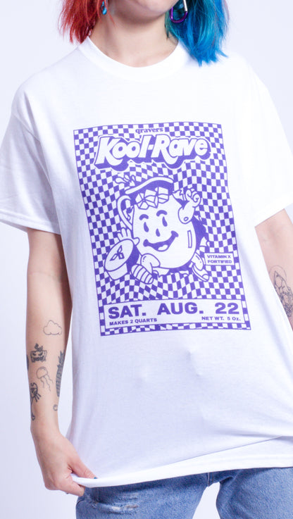 Kool-Rave Lila Kurzarm-T-Shirt Weiß
