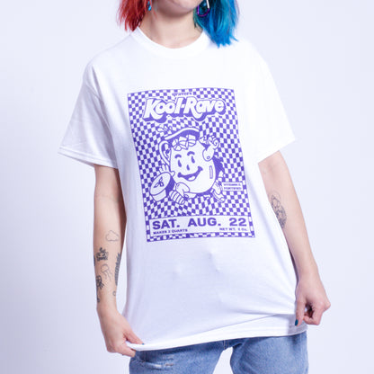 Kool-Rave Lila Kurzarm-T-Shirt Weiß