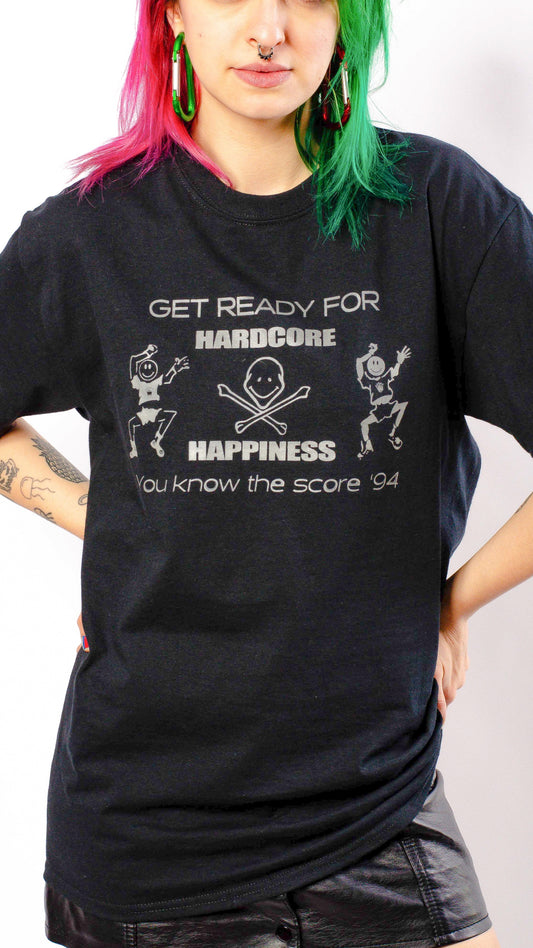 Hardcore Happiness Glow In The Dark Kurzarm-T-Shirt Schwarz