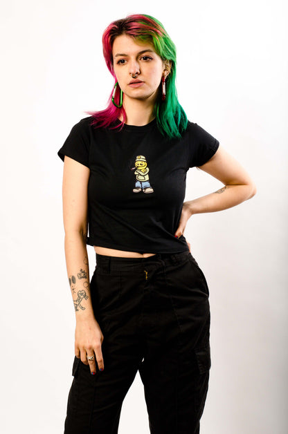 Qravers Man Cropped Tee Zwart