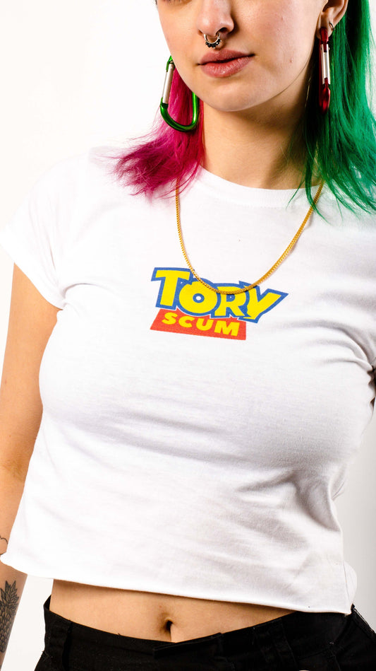 Tory Scum Cropped Tee White