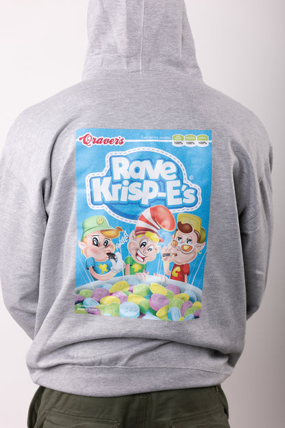 Rave Krispes Hoody met print aan de voor- en achterkant, grijs