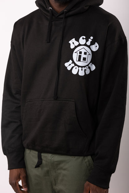 Acid House Front & Back Print Hoody Black