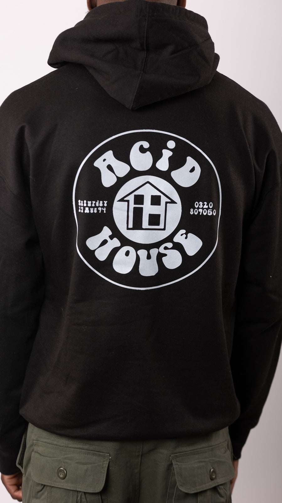 Acid House Front & Back Print Hoody Black