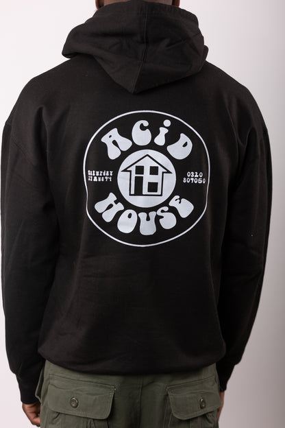 Acid House Front & Back Print Hoody Black