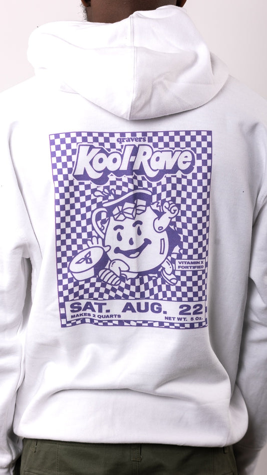 Kool-Rave Front & Back Print Hoody White/Purple