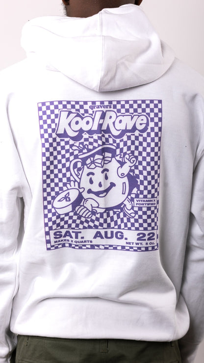 Kool-Rave Hoody met print op voor- en achterkant, wit/paars
