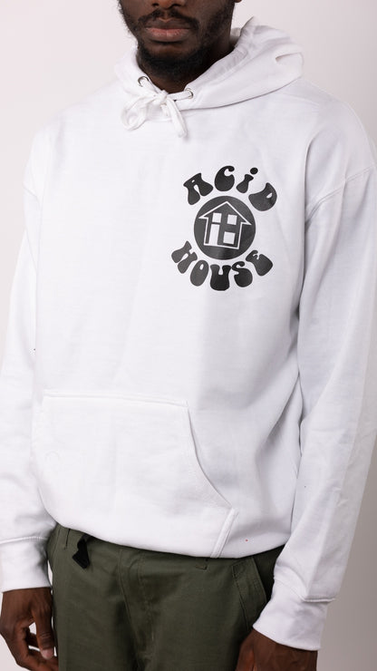 Acid House Front & Back Print Hoody White