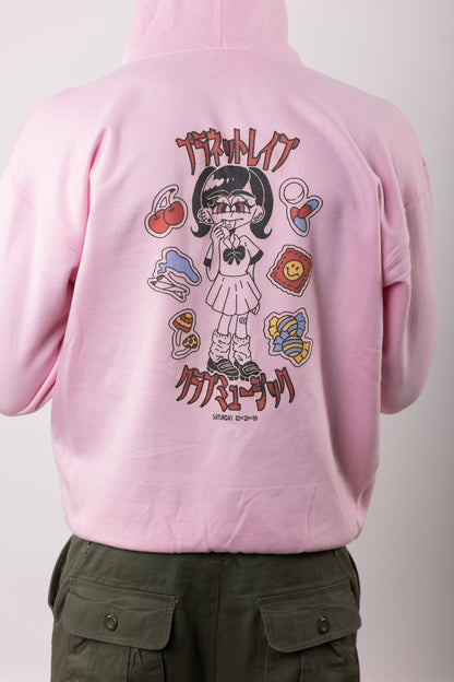 Planet Rave Japan 3 Voor- en achterkant print hoody roze