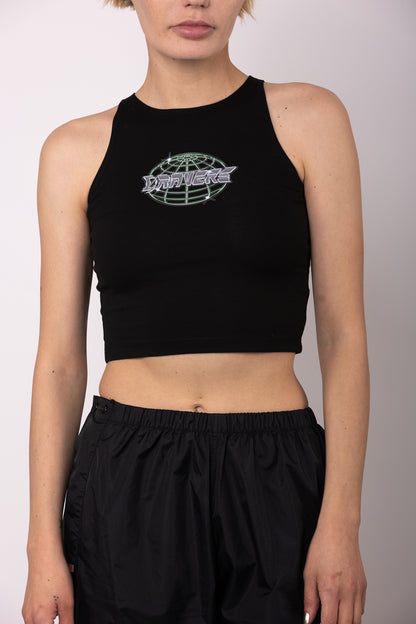 Qravers Chrome Globe Cropped Logo Vest Zwart