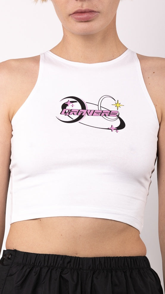 Qravers Planets Cropped Logo Vest White