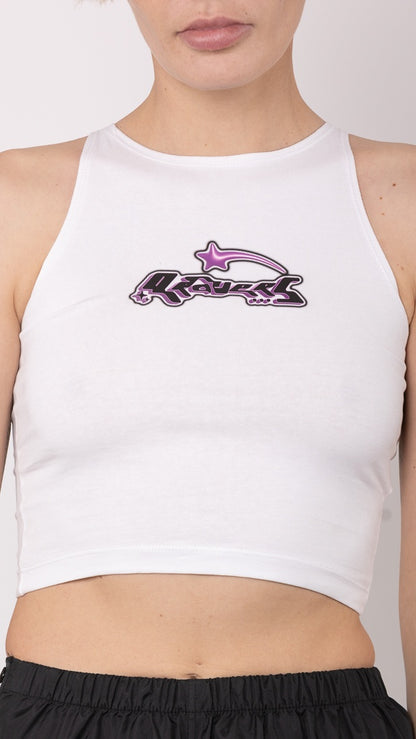 Qravers Shooting Star Cropped Logo Weste Weiß