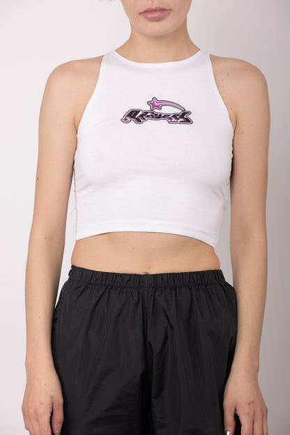 Qravers Shooting Star Cropped Logo Weste Weiß