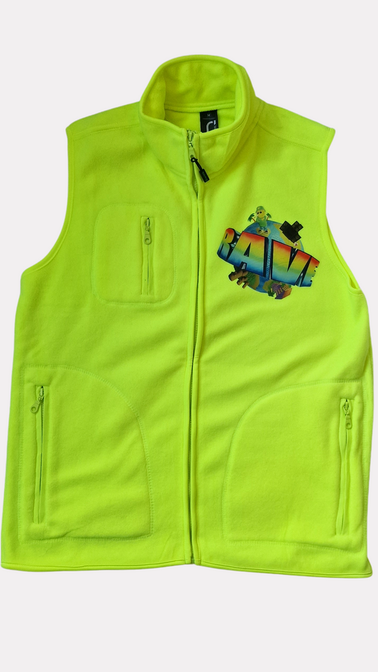 Rave World 3D Fleece Bodywarmer Gilet Jacket Neon Yellow